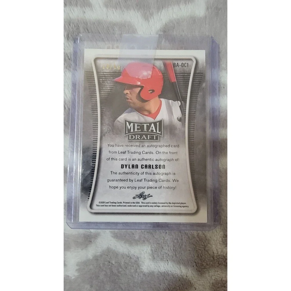 Dylan Carlson Sticker Autos /75 /15, Leaf Metal Draft, Penini Absolute Cardinals